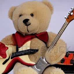 teddy bear playing guitar